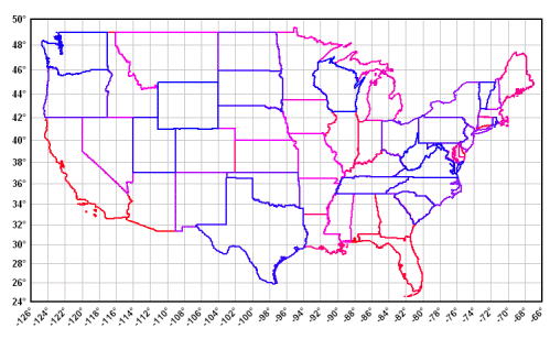 Continental US, Mercator projection